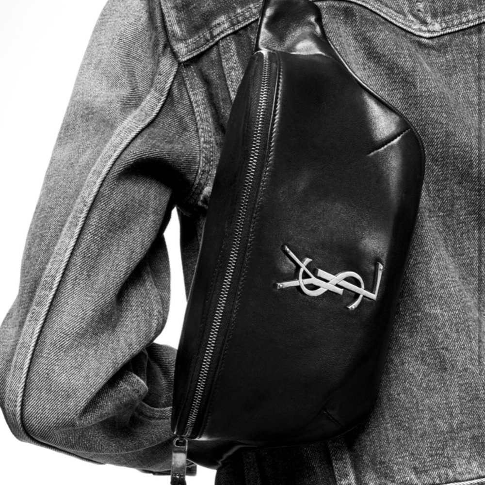 Saint Laurent Belt Bag Black Silver logo